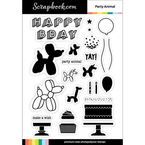 Scrapbook.com - Clear Photopolymer Stamp Set - Party Animal