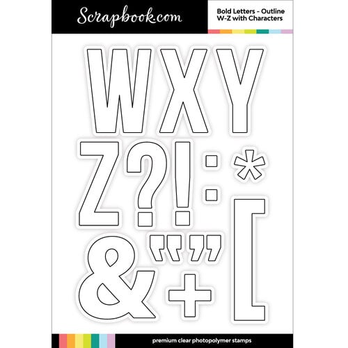 Scrapbook.com - Clear Photopolymer Stamp Set - Bold Letters - Large - Outline W-Z with Characters