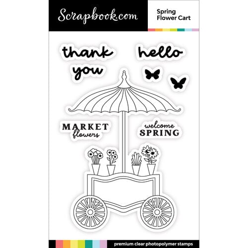 Scrapbook.com - Clear Photopolymer Stamp Set - Market Bloom - Spring Flower Cart
