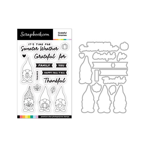 Scrapbook.com - Decorative Die and Photopolymer Stamp Set - Grateful Gnomes