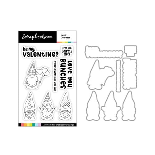 Scrapbook.com - Decorative Die and Photopolymer Stamp Set - Love Gnomes