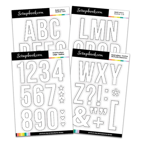 Scrapbook.com - Clear Photopolymer Stamp Set - Bold Letters and Numbers - Large - Outline