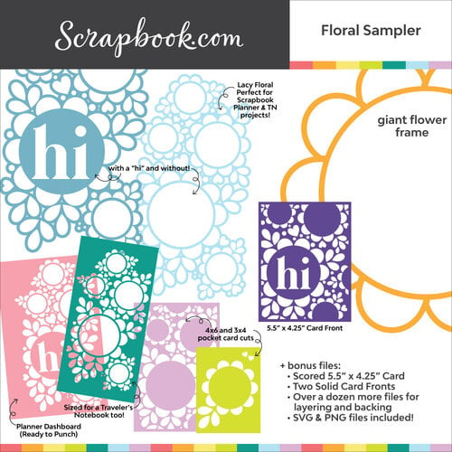 Scrapbook.com - Digital Cut File - Floral Sampler Pack for Cards and More