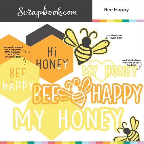 Scrapbook.com - Digital Cut File - Bee Happy - Bundle of 6 Designs