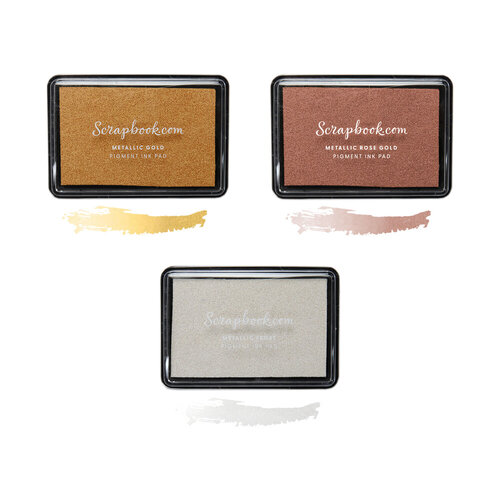 Scrapbook.com - Premium Pigment Ink Pad - Metallics Trio - 3 Pack
