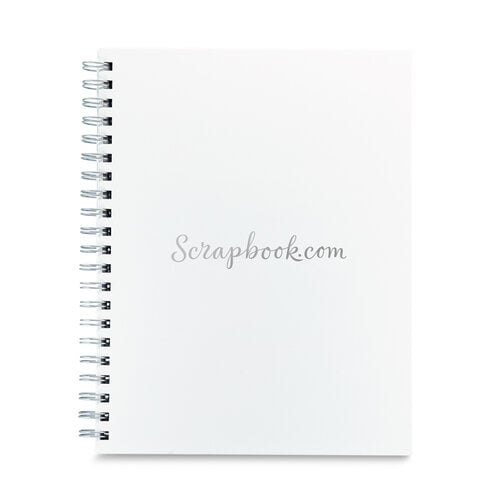 8.5 x 11 Spiral Notebook - White with Silver Logo - Scrapbook.com