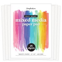 Scrapbook.com - Mixed Media - White Smooth Cardstock Pad - Heavy Weight - 6x8 - 15 Sheets