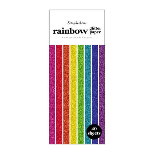 Scrapbook.com - Rainbow - Glitter Paper Pad - Slimline - 3.5 x 8.5 - 40 Sheets