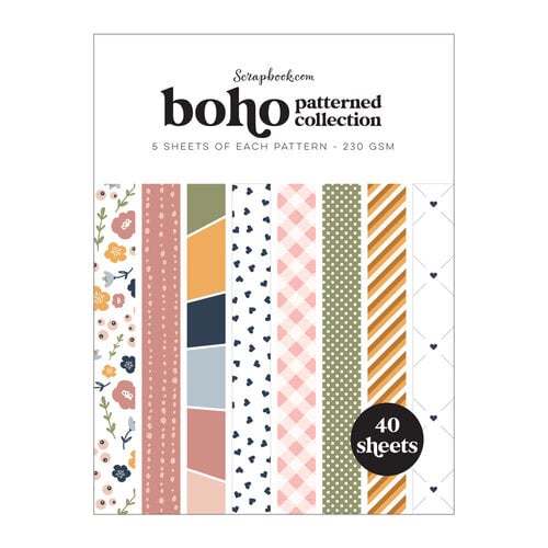 Boho Scrapbook Paper Pad: Bohemian Abstract 8x8 Decorative Paper Design Scrapbooking Kit for Cardmaking, DIY Crafts, Creative Projects