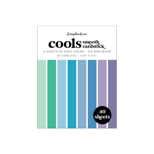 Scrapbook - Cools - Smooth Cardstock Paper Pad - A2 - 4.25 x 5.5 - 40 Sheets