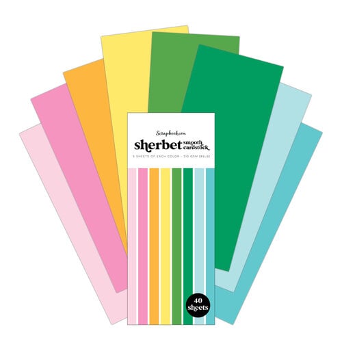 Scrapbook.com - Sherbet - Smooth Cardstock Paper Pad - Double Sided - 3.5 x 8.5 - 40 Sheets