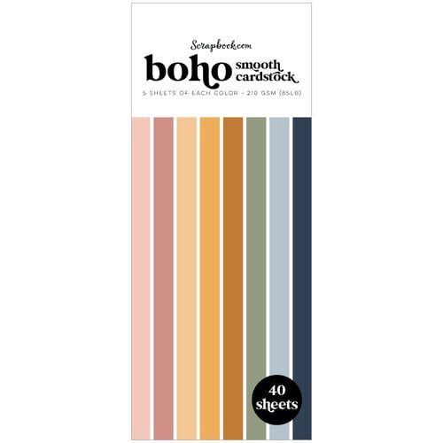 Scrapbook.com - Boho - Smooth Cardstock Paper Pad - Slimline - 3.5 x 8.5 - 40 Sheets