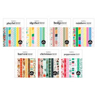 image of Scrapbook.com - Patterned Cardstock Paper Pad - Double Sided - 6x8 - Kit 1 - Bundle of 7 Paper Pads - 280 Sheets