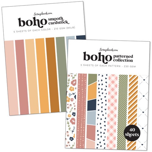 Scrapbook.com - Boho - Cardstock Paper Pad - 6x8 - Bundle of 2 Paper Pads - 80 sheets