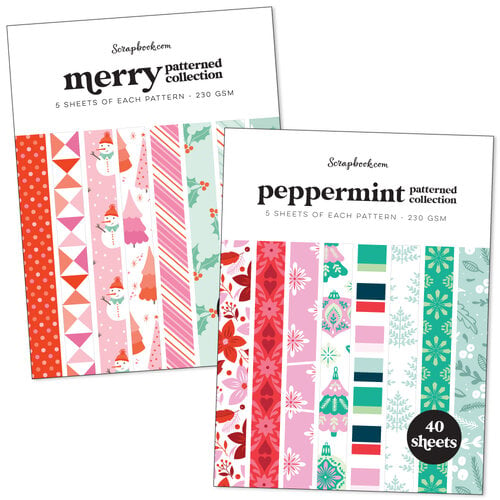 Scrapbook.com - Candy Cane - Patterned cardstock Paper Pad - Double Sided - 6x8 - Bundle of 2 Paper Pads - 80 Sheets