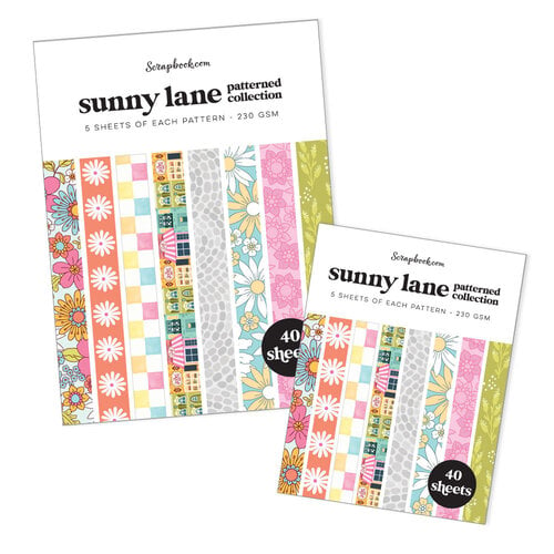 Scrapbook.com - Sunny Lane - Patterned Cardstock Paper Pad - 2 Pack Bundle - 6x8 and A2 - 80 Sheets