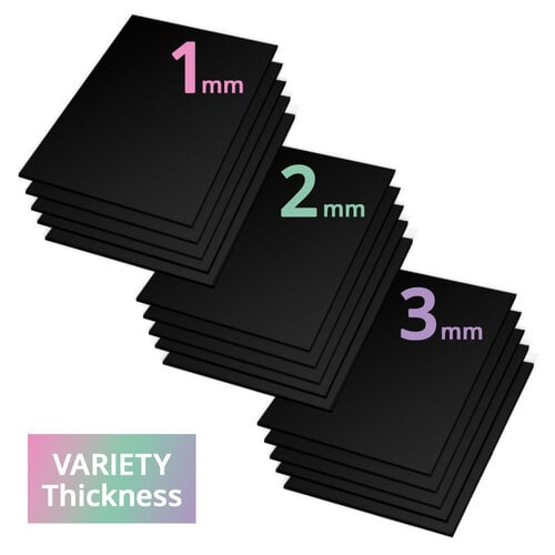 Scrapbook.com - Double Sided Adhesive Foam Sheet Combo Pack - Black - 1mm, 2mm, 3mm Thickness