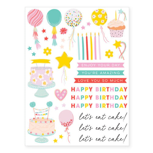 Scrapbook.com - Birthday Party - Rub-On Transfers - 6x8 - 2 Sheets