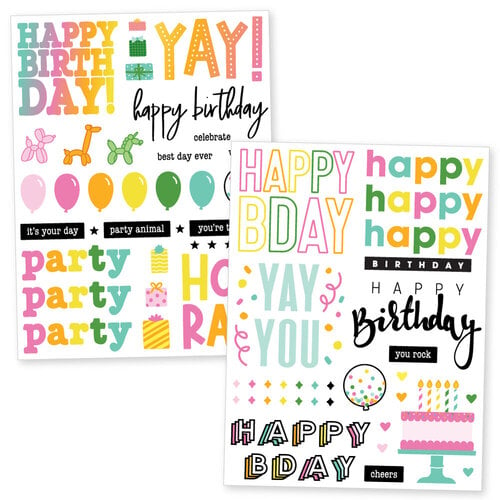 Scrapbook.com - Happy Birthday - Rub-On Transfers - 6x8 - 2 Sheets