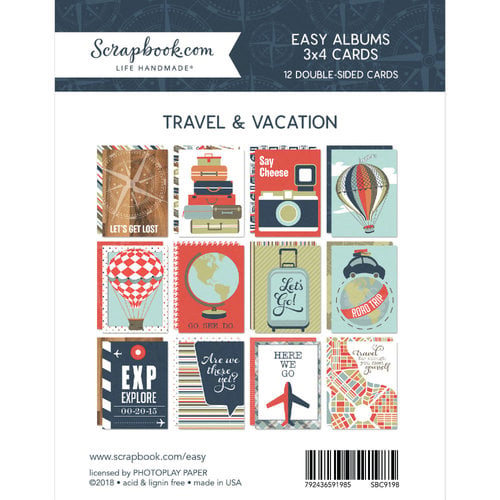 Scrapbook.com - 3 x 4 - Cards for Easy Albums - Travel and Vacation - 12 Pack