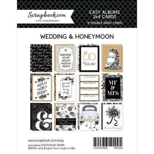 Scrapbook.com - 3 x 4 - Cards for Easy Albums - Wedding and Honeymoon - 12 Pack