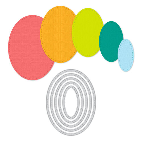 Scrapbook.com - Decorative Die Set - Nested Stitched Ovals