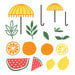 Scrapbook.com - Decorative Die Set - Market Bloom - Fruit and Umbrellas