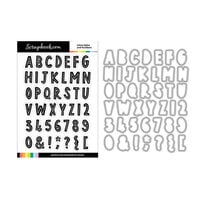 Scrapbook.com - Decorative Die and Photopolymer Stamp Set - Inline Alphabet