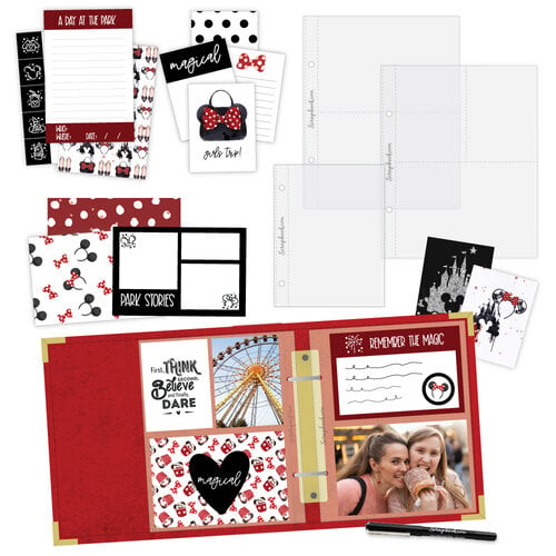 Simple Scrapbooks - Magical Theme Park - Complete Kit with Velvet Scarlet  Red Album 