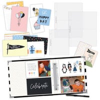Scrapbook.com - Simple Scrapbooks - Celebrate - Complete Kit with Black and White Stripe Album