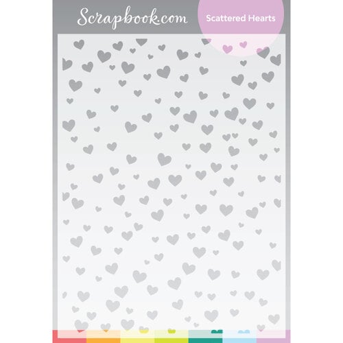 Scrapbook.com - Stencils - Scattered Hearts - 6x8