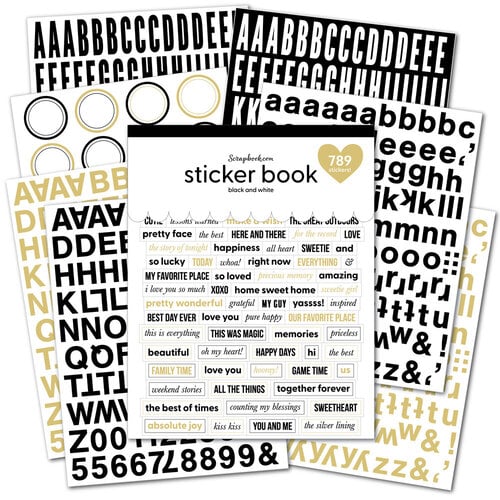 Scrapbook.com - Sticker Book - Black and White with Gold Foil Accents