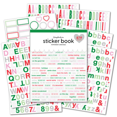 Scrapbook.com - Sticker Book - Peppermint Christmas with Silver Foil Accents