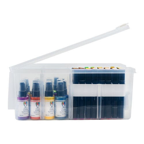 Scrapbook.com - Multi-Craft Storage Bin - with 3 Dividers and Removable Brush and Marker Holder Grid