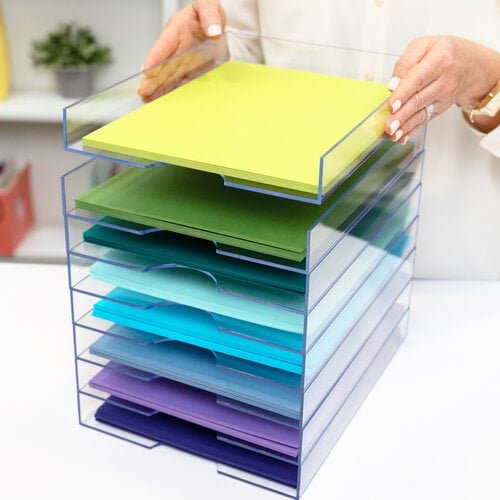 Modern 8.5x11 Stackable Paper Trays - Clear - 8 Pack 