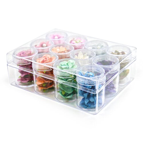 Embellishment Jars - 12 Pieces with Storage Case - Large