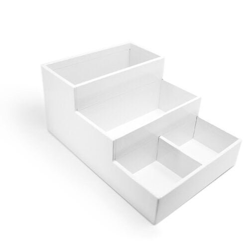 Scrapbook Craft Room Basics - Stadium Organizer - 4 Compartments - White