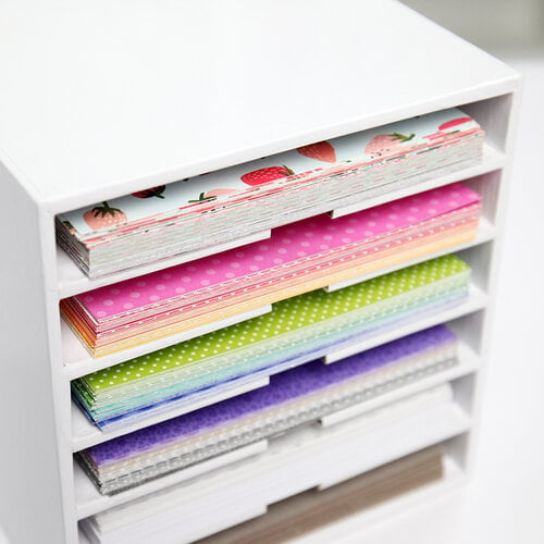 Craft Room Basics - 6x6 Paper Storage - 6 Shelf Box - White