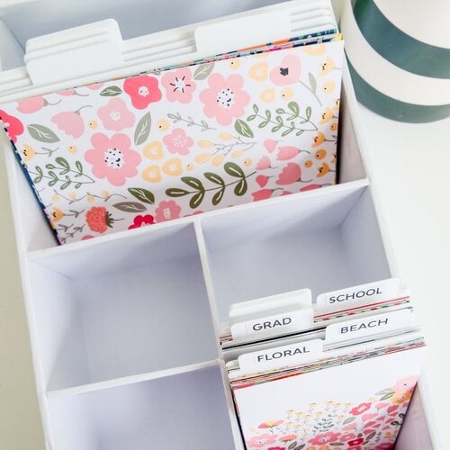 Photo Organizer Box with Dividers File Holder with 6 Dividers Case Greeting  Card Storage Box for Scrapbooking Stickers Envelopes Holiday 