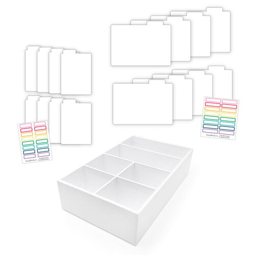 Scrapbook.com - Craft Room Basics - Pocket Cards Organizer - with Tabbed Dividers - White