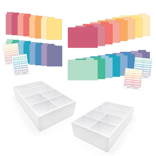 Craft Room Basics - Pocket Cards Organizer - 2 Pack - with Tabbed Dividers  - Warms and Cools 