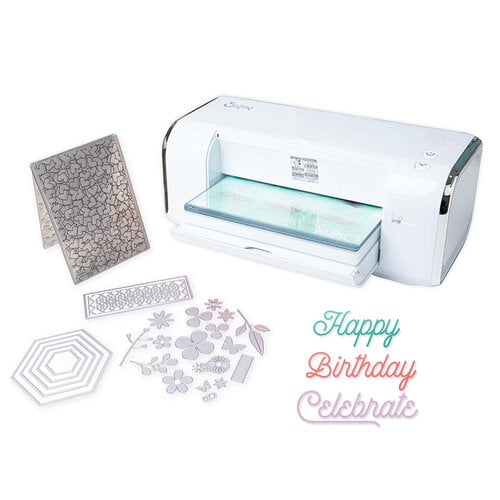 Sizzix - Big Shot Switch Plus Machine Die Cutting Bundle - White - Birthday Celebration Sentiments