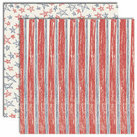 Scribble Scrabble - Double-Sided Paper - Yankee Doodle Collection by Cynthia Coulon - Scribbled Striped Stars