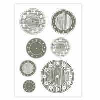 Studio Calico - Elementary Collection - Rub Ons - Clocks - Gray