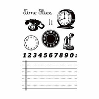Studio Calico - Elementary Collection - Clear Acrylic Stamps - Time Flies