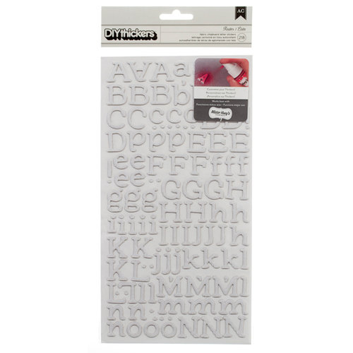 American Crafts - Studio Calico - Yearbook Collection - Thickers - Mistable Fabric Alphabet Stickers - Roster - White