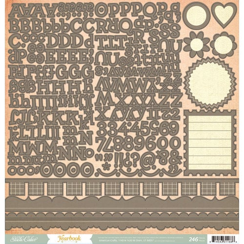 American Crafts - Studio Calico - Yearbook Collection - 12 x 12 Cardstock Stickers - Alphabet Borders and Shapes