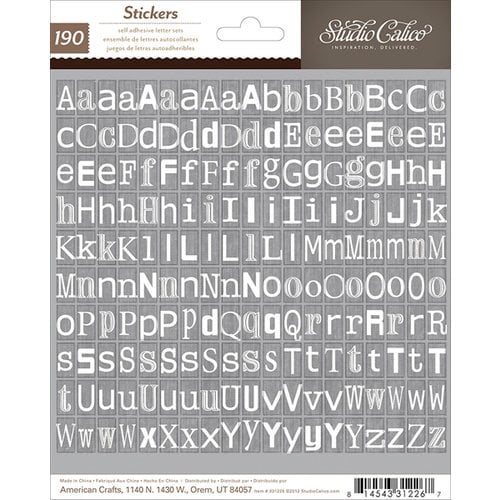 American Crafts - Studio Calico - Darling Dear Collection - Cardstock Stickers - Tiny Alphabet - Kraft White