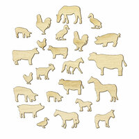 Studio Calico - Here and There Collection - Wood Veneer Pieces - Farm Animals