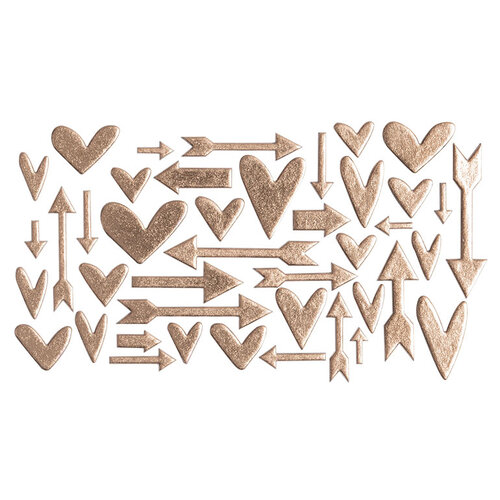 Studio Calico - Chipboard - Rose Gold Hearts and Arrows
